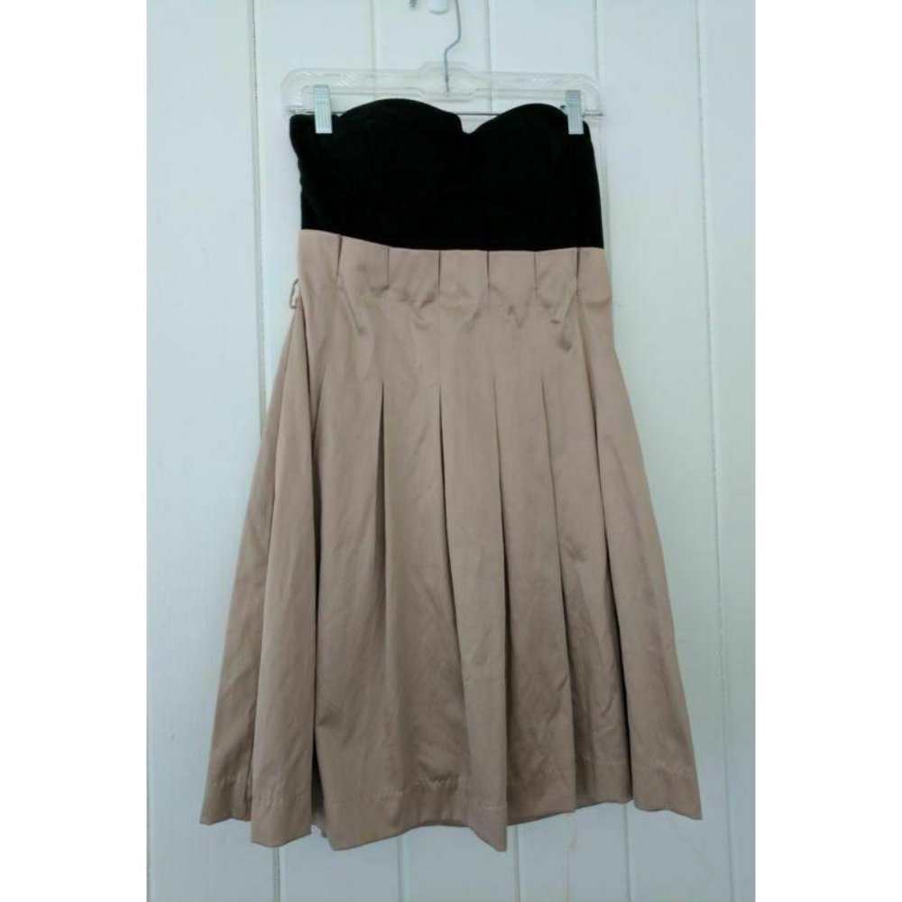 Rhapsody Tan Paper Bag Waist Dress Size L
